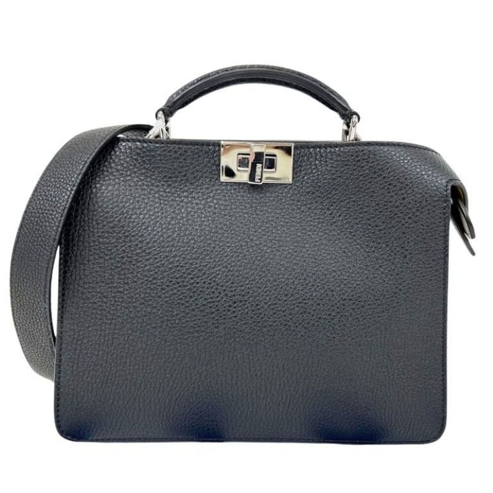 FENDI Selleria Peekaboo I.C.U. Small Handbag, 7VA530, Black Leather, Men's/Wo...